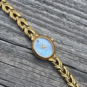 Lucien Barret Quartz Gold Women's Watch w/ Diamond & Mother of Pearl Face